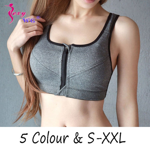 SEXYWG Zipper Push Up Breathable Sports Bra